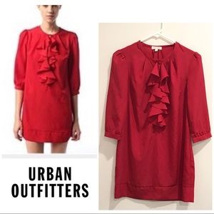 UO Silence + Noise Red Ruffle Dress Sleeve Tunic S